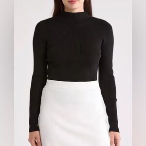 Black ribbed sweater top-L